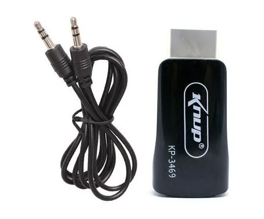  - Adaptadores  - preta - Central - unidade    Cod. ADAPTADOR HDMI X VGA COM UDIO KNUP-3469